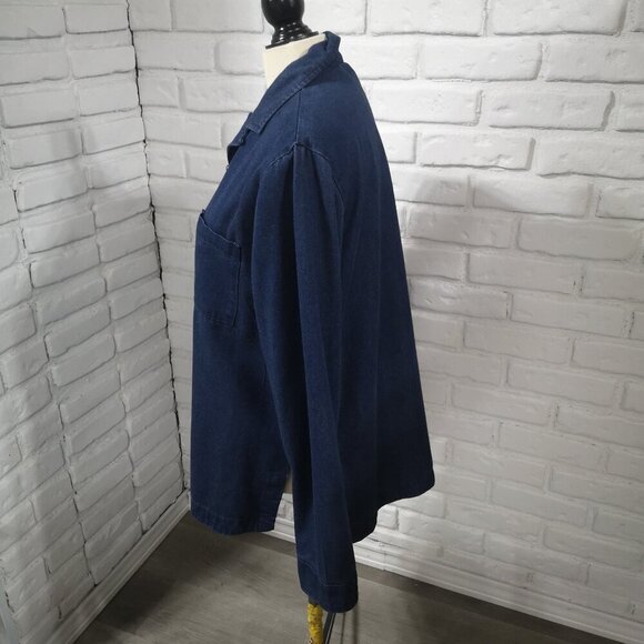 R&R Ladies Size XL (18) Full Zip Straight Fit Blue Jean Jacket - Picture 7 of 11